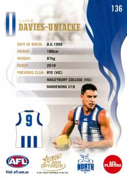 2021 Select Optimum #136 Luke Davies-Uniacke Back